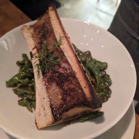 Bestia signature dishes Roasted Marrow Bone
Peruvian Scallop Crudo
Beef Tartare Crostino